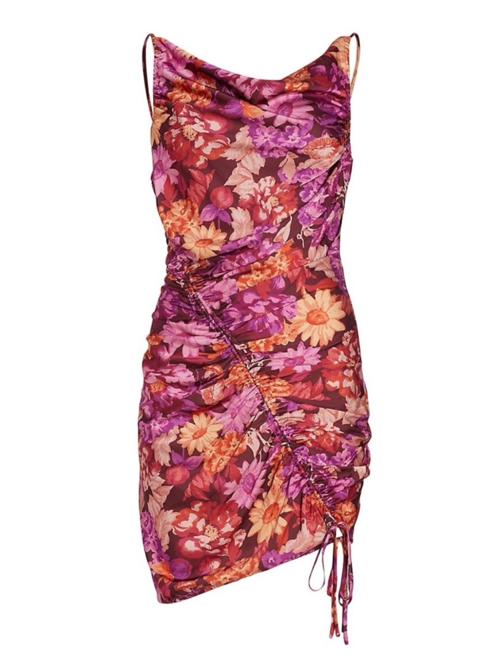 Floral Ruched Mini Dress | Cowl Neck | NWT Size Small